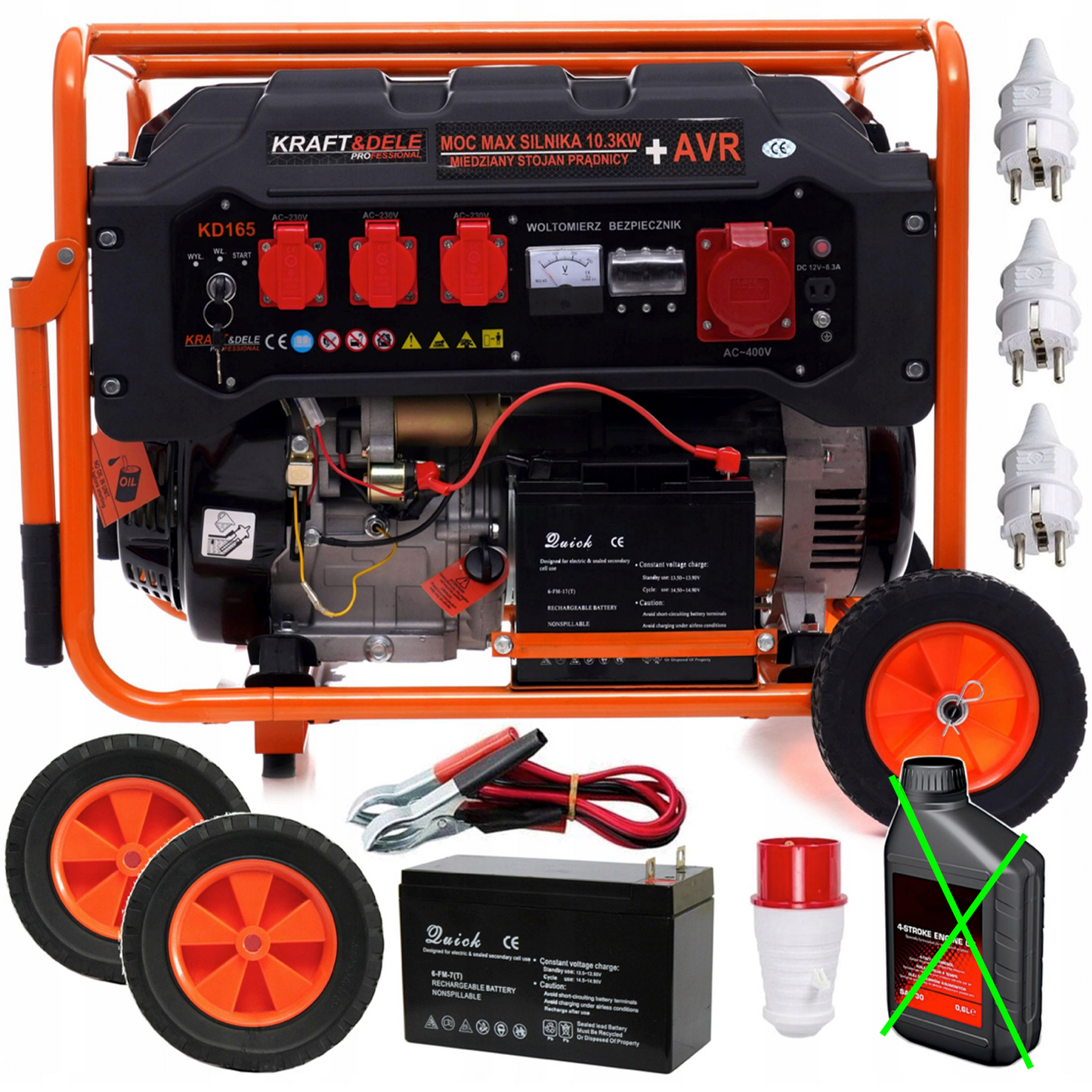 SCULESCU.RO Generator curent TRIFAZAT (380V) si MONIFAZAT (220V), KRAFT Profi K165, 15CP, stabilizator tensiune (AVR), pornire la cheie, POZA 3