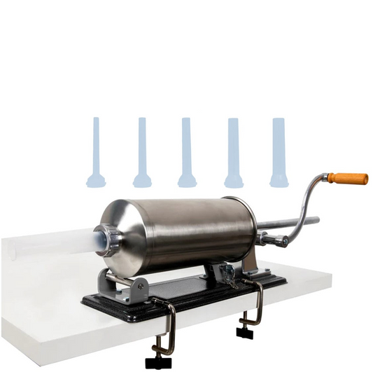 SCULESCU.RO Aparat Umplut Carnati Orizontal, 4kg, cu 5 Palnii incluse, Porc-Vita-Oaie, POZA 1