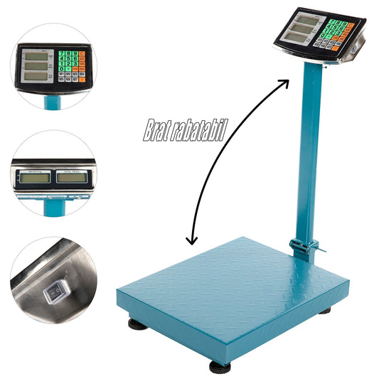 SCULESCU.RO Cantar electronic comercial, 300KG, cu brat rabatabil si afisaj dublu, MIFE, POZA 1