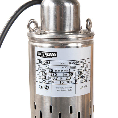 SCULESCU.RO Kit Hidrofor 24L cu pompa apa submersibila 0.5KW, 78m, 2.4m3/Ora, Liderman-Maxima 4QGD-0.5, Sistem premium complet, POZA 4