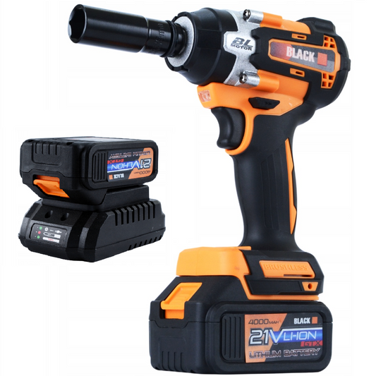 SCULESCU.RO Masina de insurubat cu impact, motor fara perii cu 2 acumulatori 21V, BLACK-SQUARE PORTONERO B12031, 500Nm, POZA 1