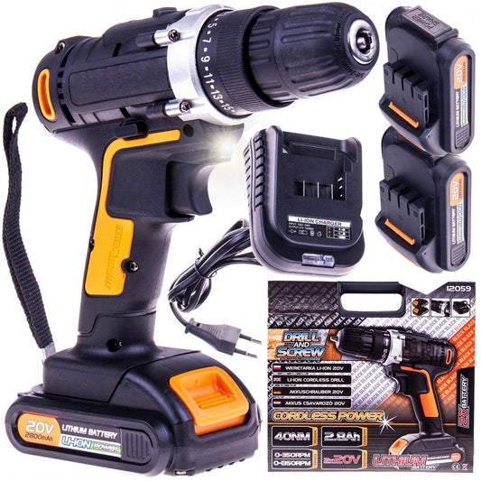 SCULESCU.RO Masina de insurubat si gaurit pe acumulator 20V, BLACK-SQUARE PORTONERO B12059, Valiza inclusa, POZA 1