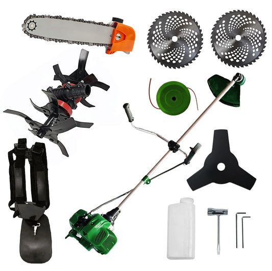 SCULESCU.RO Motocositoarea FERMIERULUI-GOSPODAR, 2xDiscuri Vidia, 1xDisc Stea, 52cc, VERDE-6CP, PLUS CULTIVATOR-PROFI, +Cap DRUJBA, POZA 1