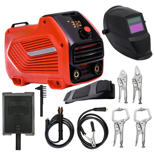 SET Aparat de sudura DEZMAN 330S, MMA 330A, Plus 4 CLEME PRINDERE-FIXARE DE SUDURA, + Masca Sudura Automata (RED-1869)