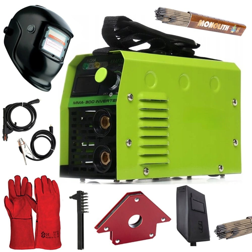 Set Profesional Sudura: Aparat Sudura KRAFTMEN, MMA 300A, Masca Automata si Accesorii incluse